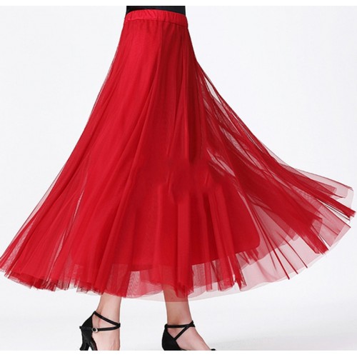 Modern ballroom waltz tango foxtort dance skirts for women female mesh  Latin Dance Waltz dance long swing skirts